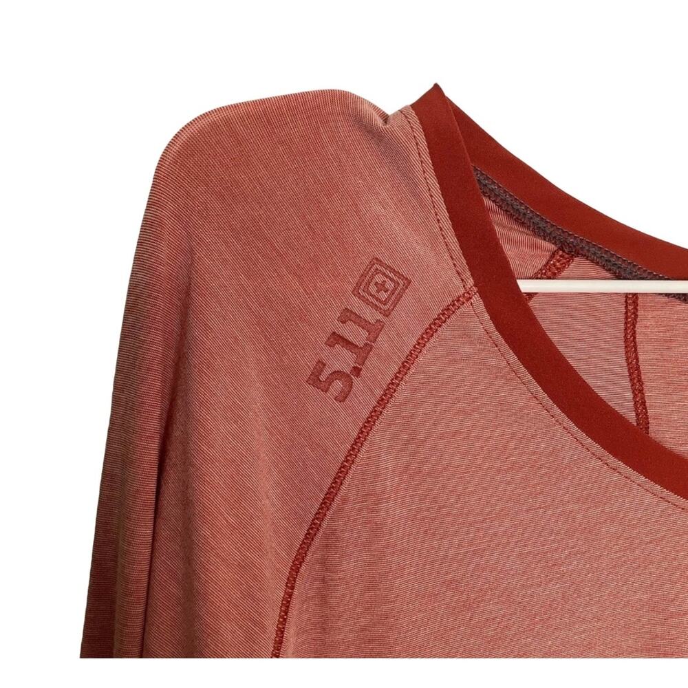 5.11 Tactical Freya Long Sleeve Crew Neck Tee Rosewood Heather Medium - Picture 3 of 6